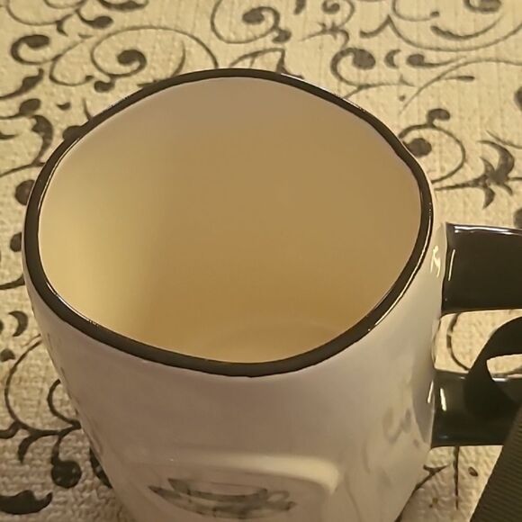White Mug with Black Handle and Bow #2 - Picture 2 of 9